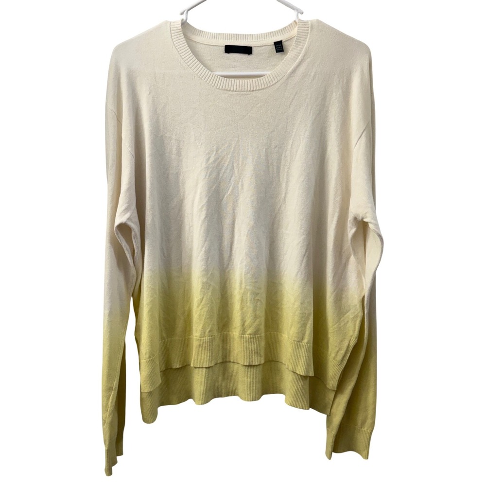 ATM Anthony Thomas Melillo Cream Yellow Ombre Cotton Blend Sweater Medium AW8311